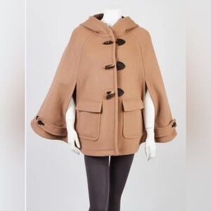 Prada Wool Cape Beige Peacoat Hooded Women Size 42 / M-L+ Hanger & Shopp…​